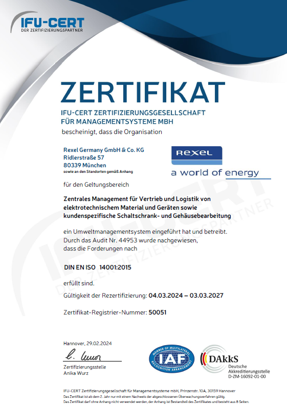 Zertifikat ISO 14001 Nr. 50051